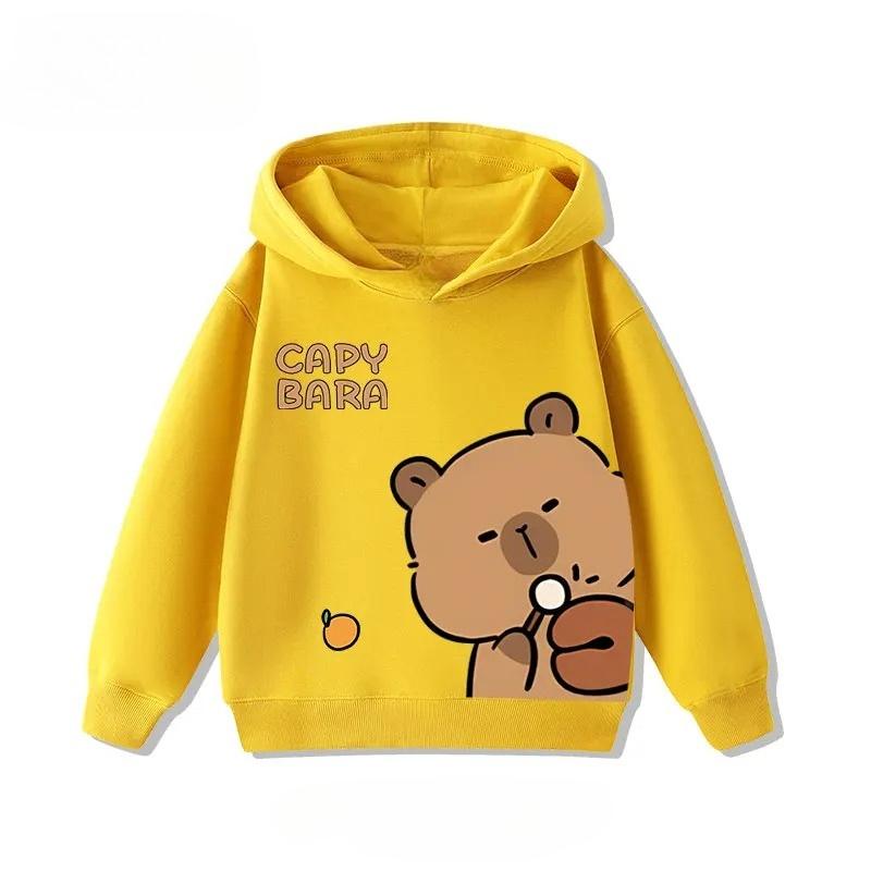 Cartoon Capybara Print Children's Hoodies Casual Fashion Comfortable Cute Boy Girl Hooded Sweatshirt Warm Pullover Autumn Winter