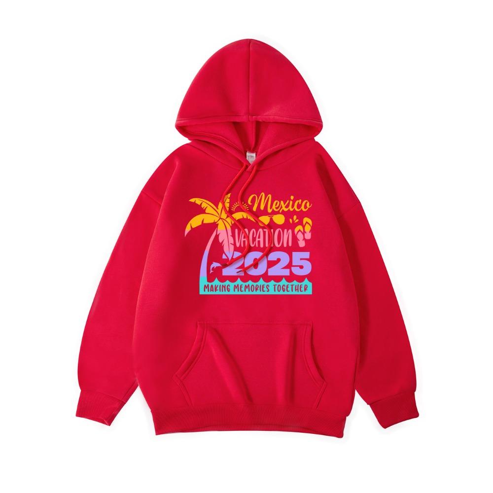 Mexico Vacation Printing Hoodie Women Winter Fleece Warm Hooded Pocket Sweatshirt Comfortable Loose Womans Clothing