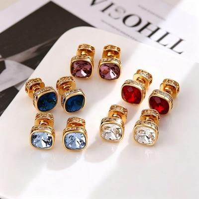 Yanbai French Retro Zircon Stud Earrings - Simple, Versatile, Luxurious Design for Women