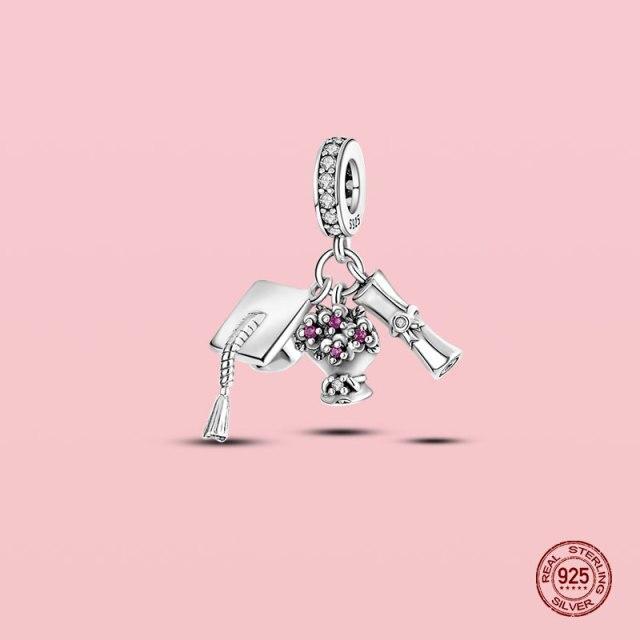 Pendentif en argent sterling 925 avec perles pour bracelet et collier Panjia originaux, bijoux pour femmes