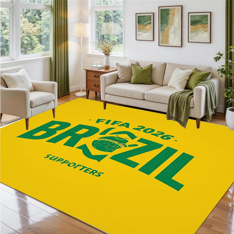 Brazil national football team Design Crystal Velvet Rug Soft Decorative Mat for Bedroom Entrance