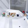 Bathtub Tray Acrylic Shelf Retractable Storage Rack Wine Tablet Book Half Bath Tray Bathroom Organization Bathtub Accessories