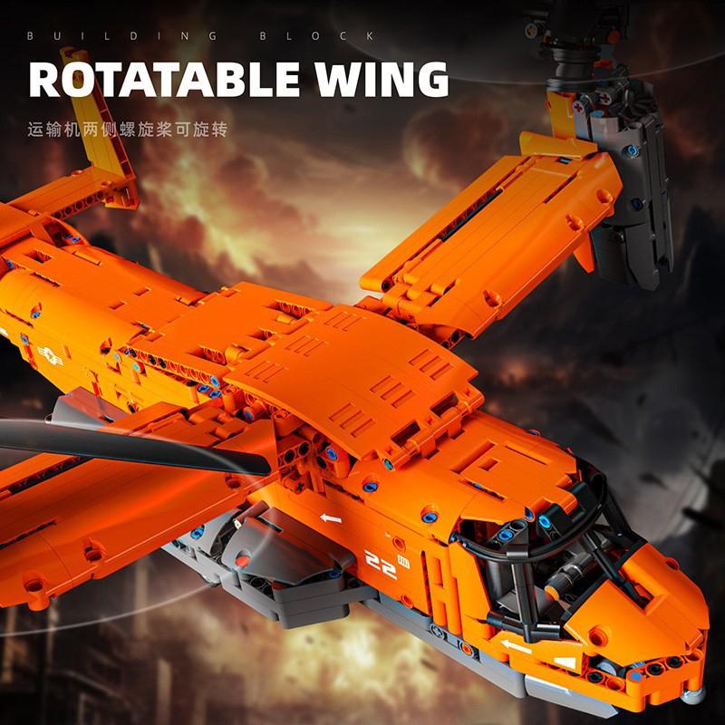 Armed Helicopter Style High Difficulty Osprey Tiltrotor Model, DIY Educational Building Blocks Toy, Decorative Ornament Gift