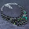 Natural Black Onyx, Spinel 925 Sterling Silver Jewelry Necklace 18" N5c50
