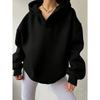 Autumn and Winter Women's Sportswear Solid Color Long Sleeved Hooded Solid Color Loose Sweatshirt