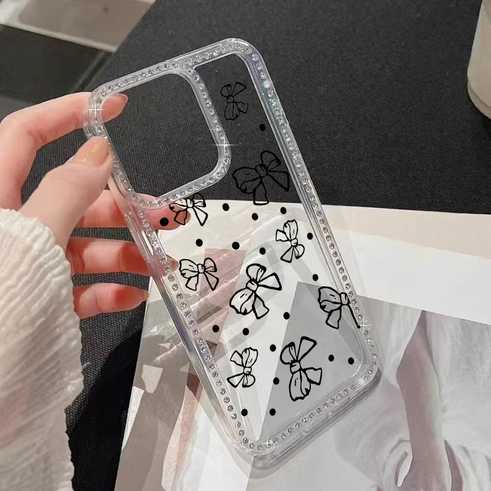 Bracelet Chain Phone Case For iPhone 17 16 15 13 14 for 17Air 17 12 14 16 Pro 17 14 16 Pro Max Sparking Diamond Cute Pattern Hard Cover With Lanyard