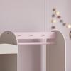 Kids Clothing Rack, Kids Wardrobe with Glowing Lights Mirror, Non-Woven Drawer and Shelves for Bedroom, Ages 3-8, Pink
