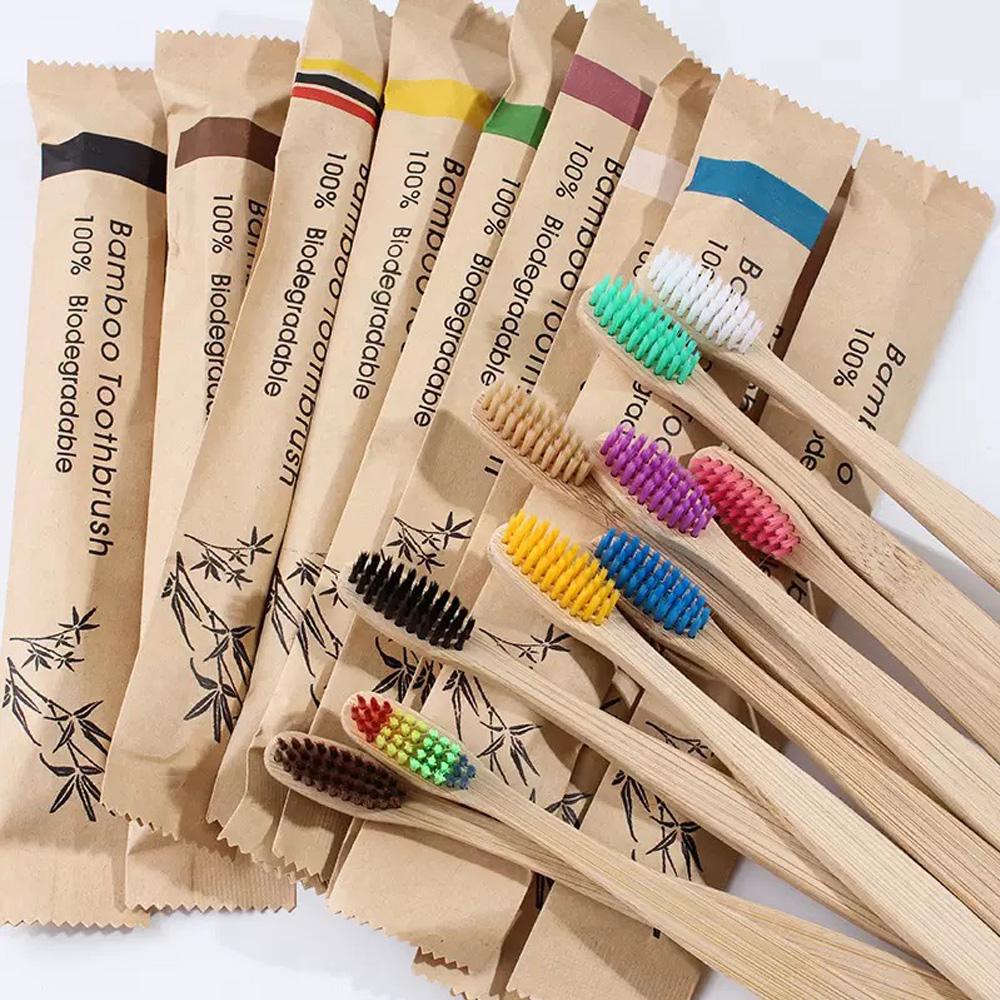 30/10/5 PCS bagged bamboo toothbrush, biodegradable, suitable for home, homestay, hotel and other use