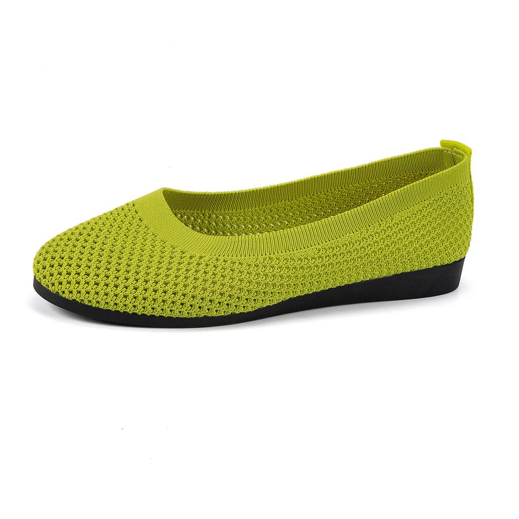 Fashion Women Round Toe Flat Shoes Solid Color Knitted Slip on Shoes Casual Breathable Ballet Flats Women Mesh Loafer Zapatos Para Mujer