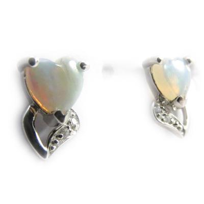 [E8685] - Σκουλαρίκια Ασήμι 'Οπαλένια Θεά' Ασημί λευκό (επιροδιωμένα) - 10x7 mm