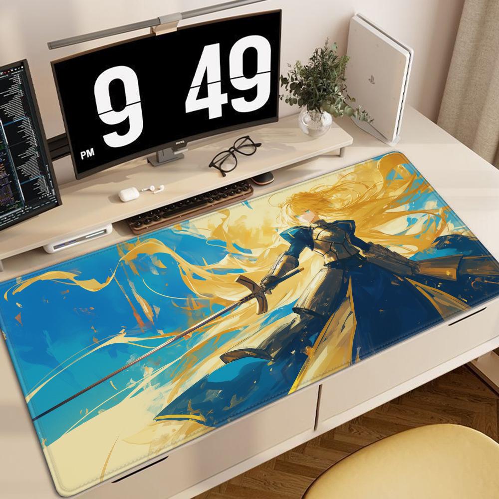 XXL Game Mousepad FateGrand Order Saber Anime Mouse Pads Keyboard Pad Office Accessorie Computer PC Gaming Nonslip HD Desk Mat
