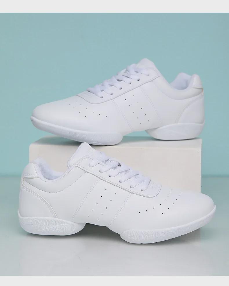 Kinder Wettkampf Aerobic Cheerleading Schuhe - Weiche, Rutschfeste Weiße Schuhe für Training und Wettkämpfe