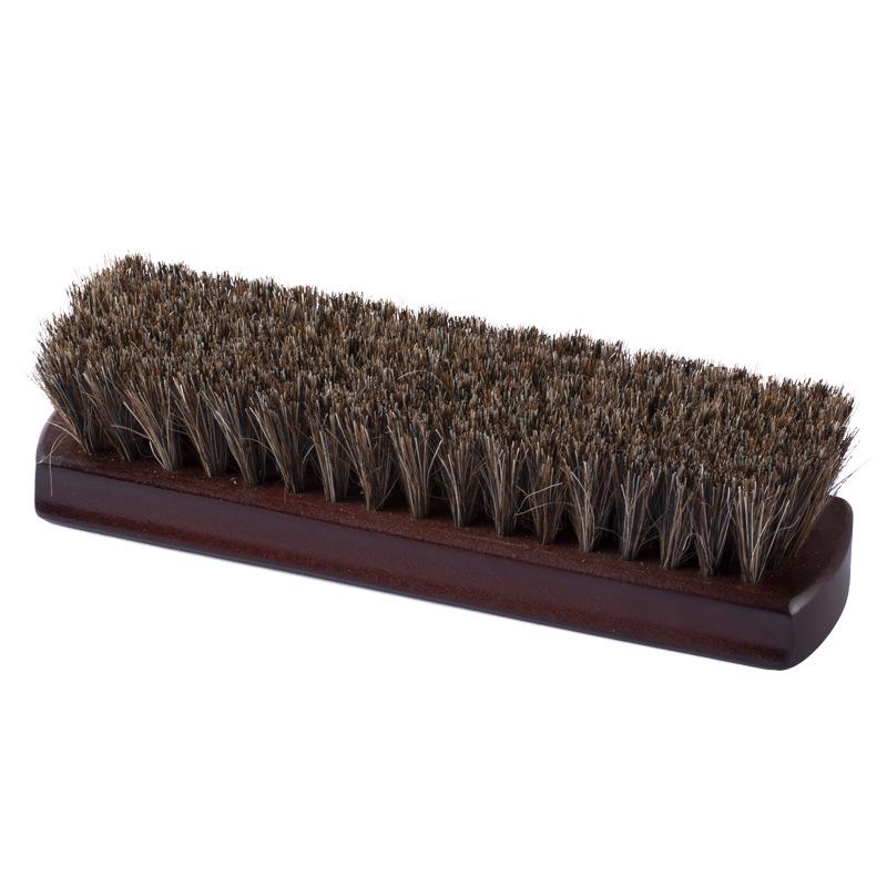 Large Brown-Red Horsehair Shoe & Leather Care Brush for Shoes, Jackets, Sofas, and Cars