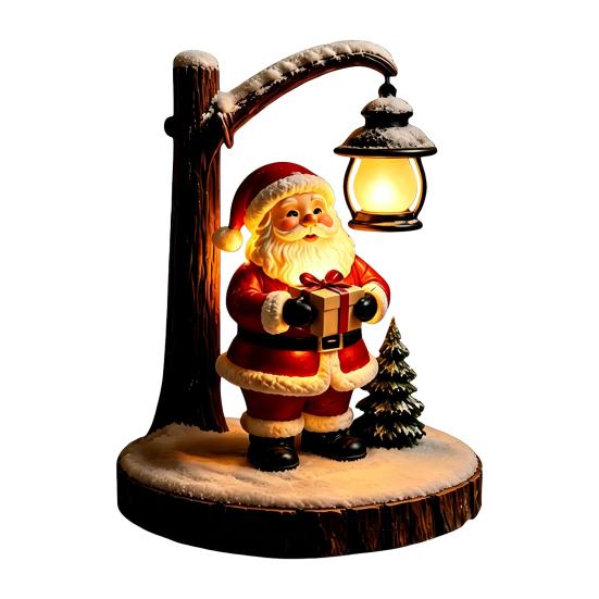 Ambient Lighting for Bar Christmas Santa Claus Reading Lantern, Snowman Elk LED Night Light with Warm Bedside Kids Room Glow, USB Resin Tabletop Decor