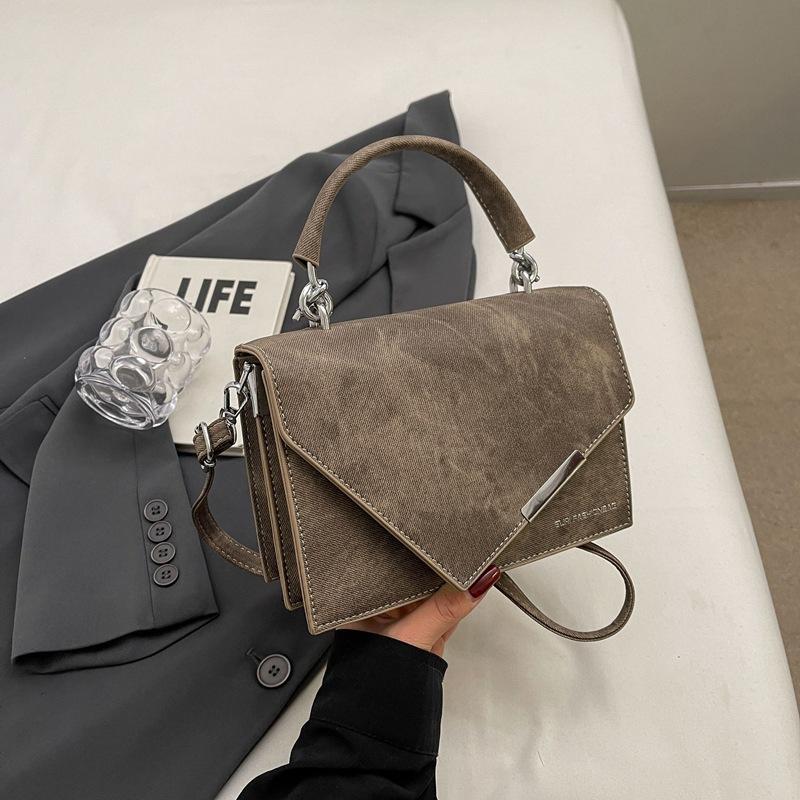 Fashionable Texture Color-blocking New Summer Casual Simple Crossbody Metal Niche Handheld Small Square Bag Women's Trendy