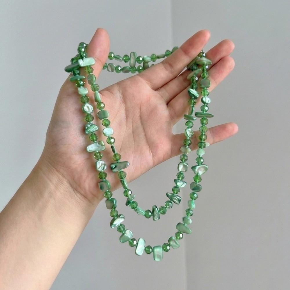 Double Layered Layered Stone Strand Irregular Geometric Boho Shell Beads Choker Beach Getaway Style 3
