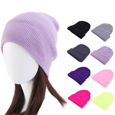 Solid  Unisex  Winter Autumn  Skullies & Beanies Knitting Bonnets