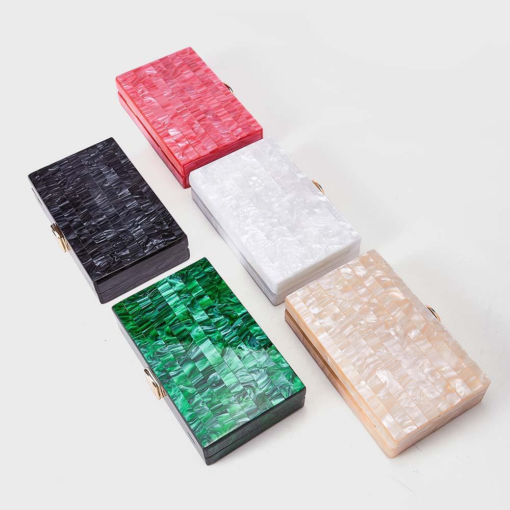 Women'S Fashion Striped Splicing Pearlescent Acrylic Bag Shoulder Oblique Span Banquet Clutch Bag