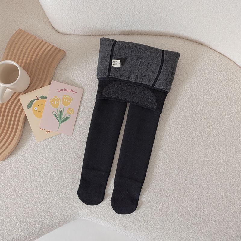 2022 Winter Mädchen gestreifte dicke Strumpfhose mit Taillenschutz & Plüschfutter