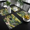 Japanese Garden Landscape Placemat, Digital Printing Classic Natural Landscape Design, Suitable for Country Kitchen, Restaurant