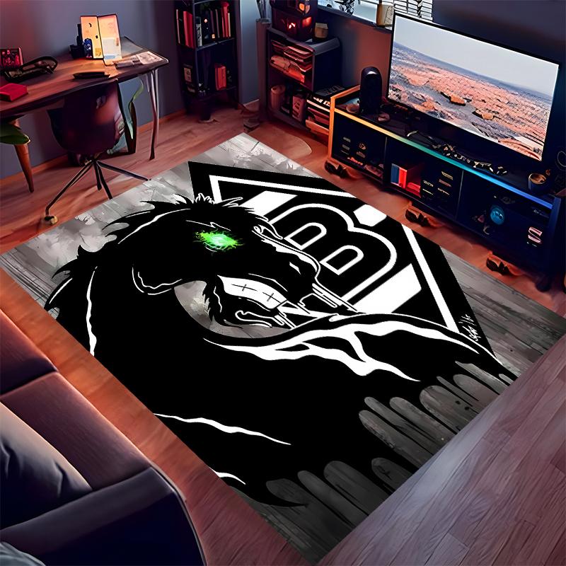 1pc Borussia Monchengladbach Logo Print Area Rug - Soft,Washable Non-Slip Indoor Mat for Office Chairs,Living Room,Home Office Decorative Rug
