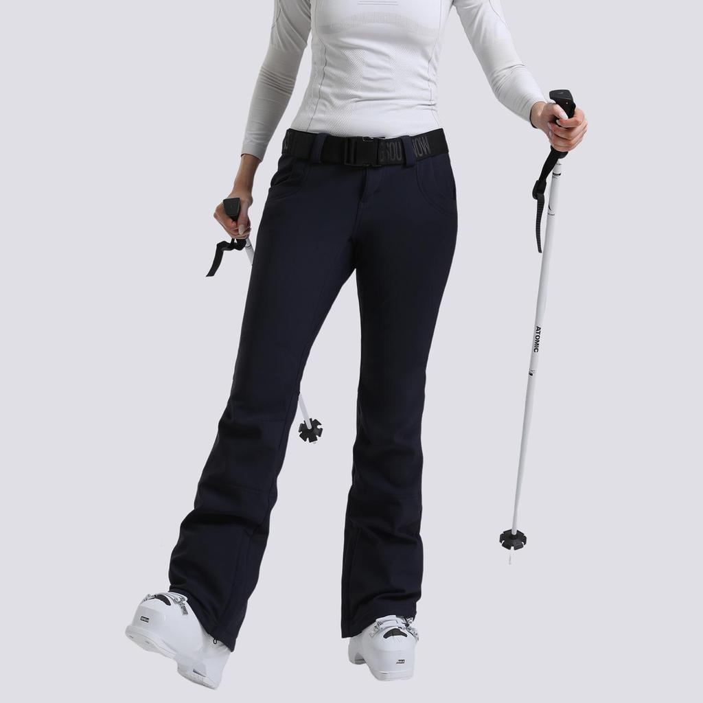 New Women's Slim Fit Ski Pants: Elastic, Double-Layered, Velvet-Lined, Windproof, Waterproof, Breathable, Solid Color.