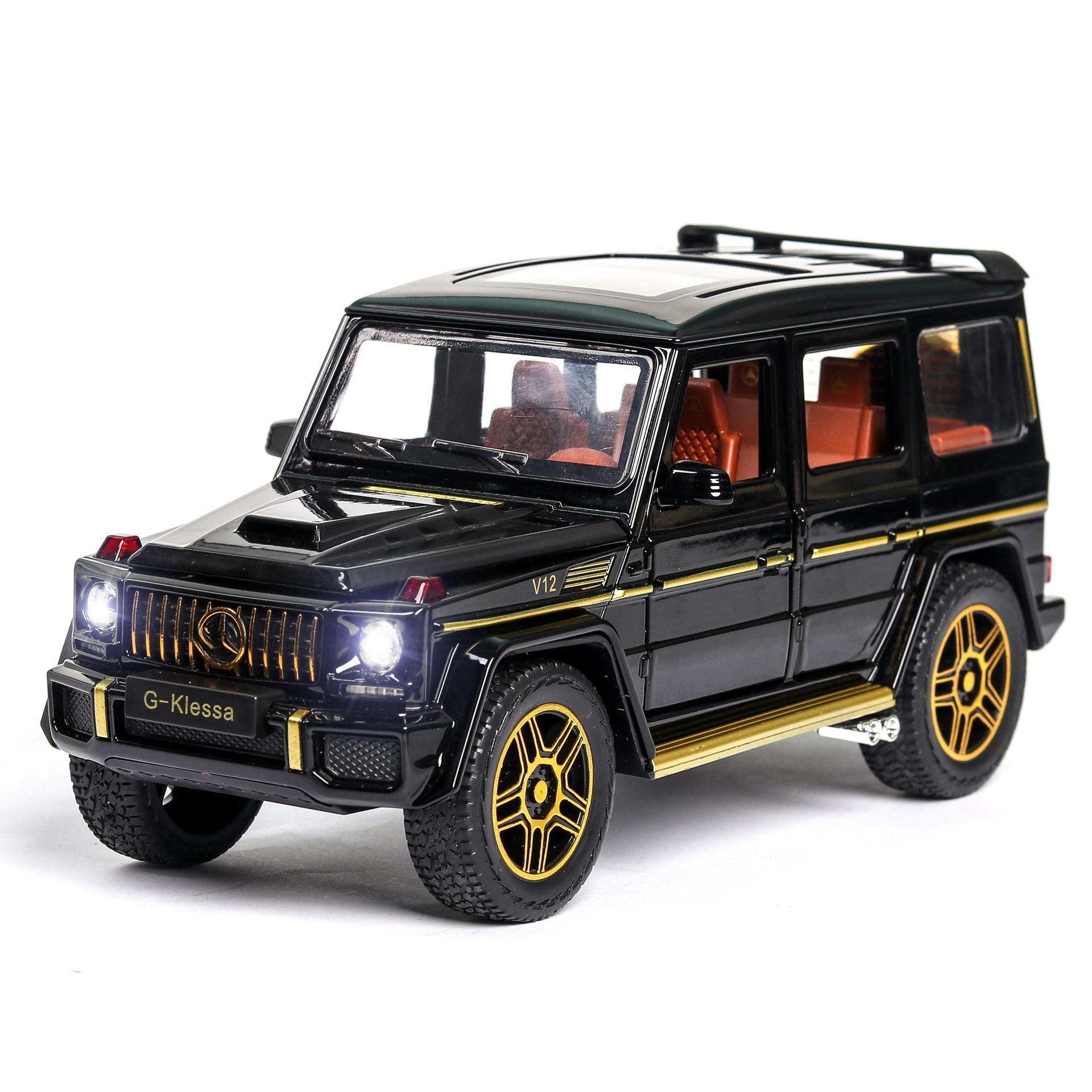 

1/24 Сплав Литой Металл Модель Автомобиля Benz G63 Симуляция Звука и Света Внедорожник Игрушки Детский Подарок на День Рождения Рождество чёрный