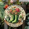 2D Flat Retro Gardening Rain Boots with Floral Doorplates, Aluminum Decorative Signs and Plaques In Various Sizes. Inspirational Quotes for Wall