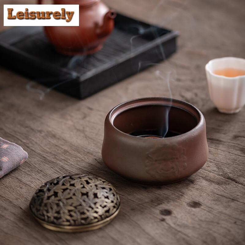 Retro Maple Leaf Plate Incense Burner New Dargon Head Sandalwood Agarwood Furnace Seal Zen Censer Burner Holder Home Decoration