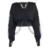 Felpe Crop Top con Stampa Riflettente Gothic da Donna Pullover Sweatshirt Jumper con Catena a O-ring Rimovibile