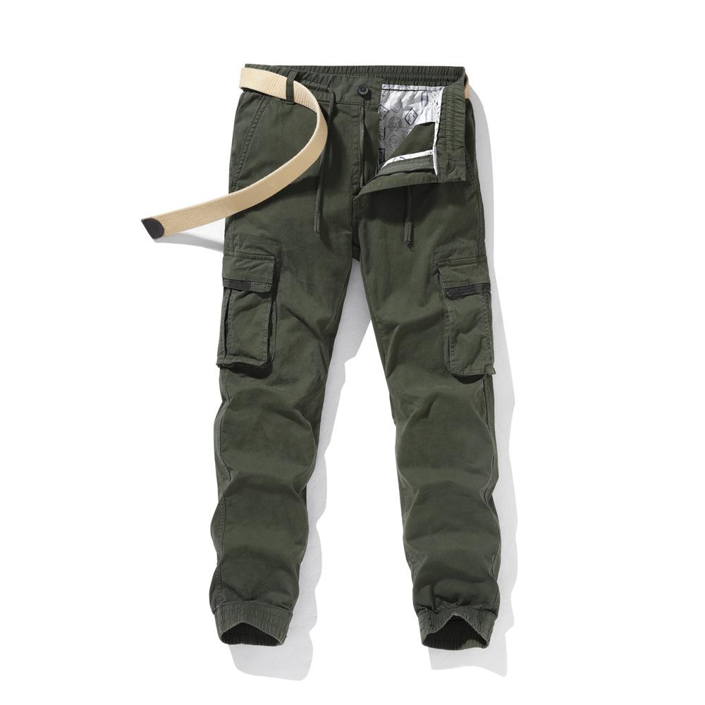 Spring and Autumn New Men's Joker Bundle Foot Wash Overalls Casual Pants Multi-bag Function Japanese Retro