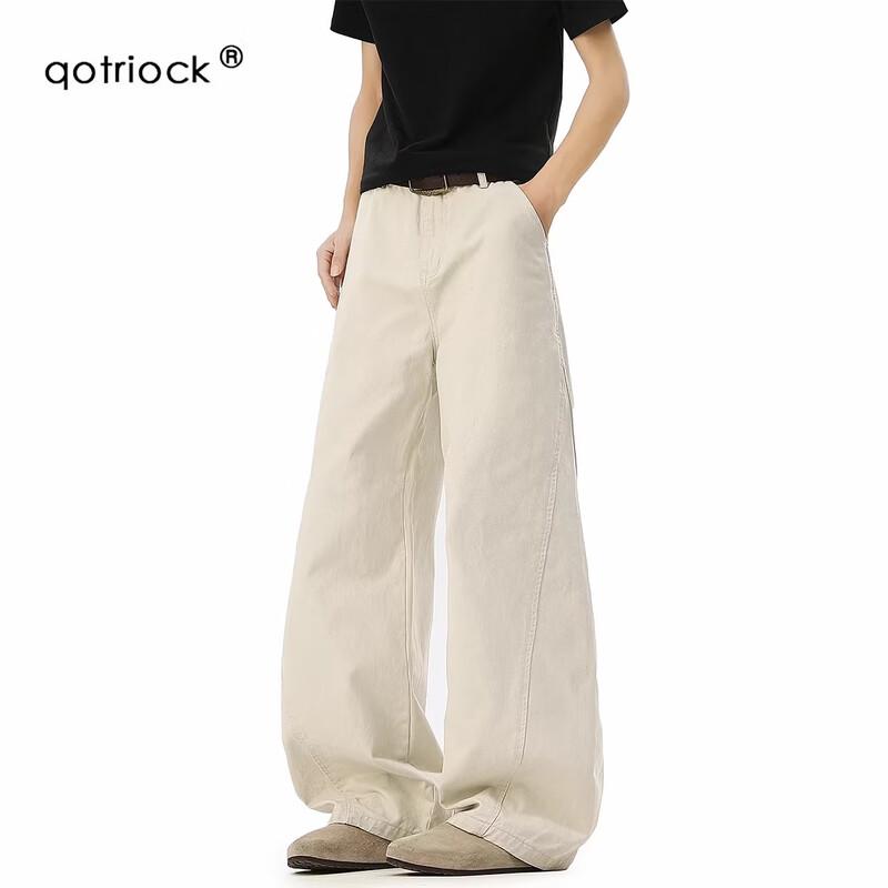 

QOTRIOCK Unisex Loose Straight-Leg Cargo Pants L