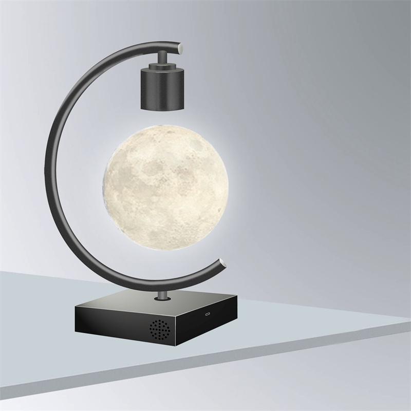 Magnetic Levitating Moon Lamp with Fast Charging and Bluetooth Speaker Floating LED Light Table Lamp Home Decor Christmas Gift