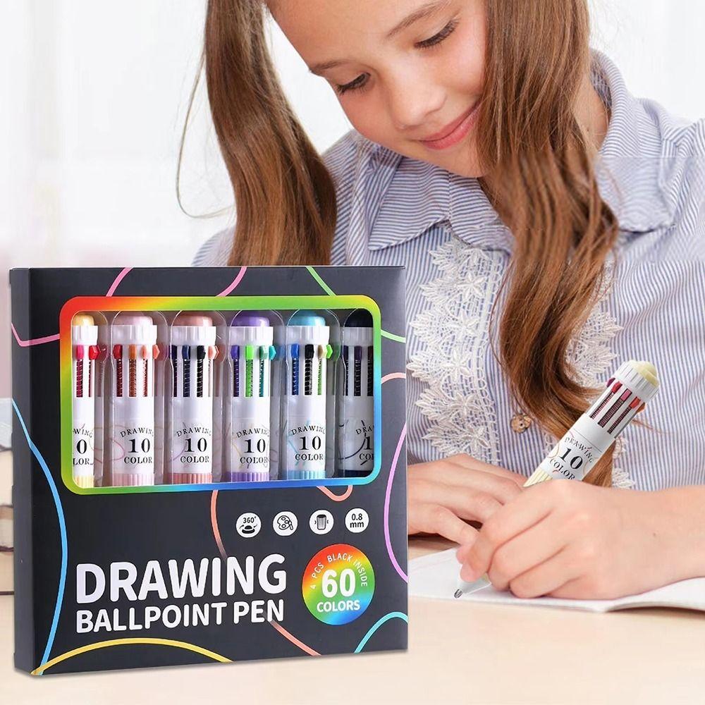 6Pcs/Set Multi-Function Colored Pens 60 Colors Multicolor Pens  for Painting Study Marking