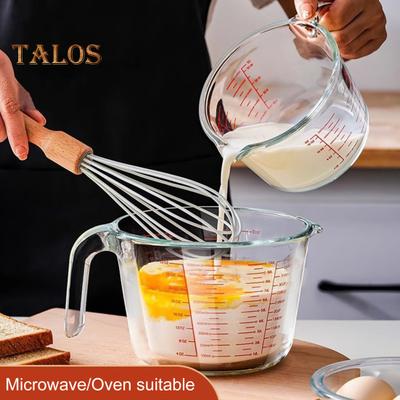 Glass Measuring Cup with Handle & V-Shaped Spout Shot Glass Espresso Jugs Transparent Scale Ounce Measure Jugs Mixing Mug for Bar Party Wine Milk