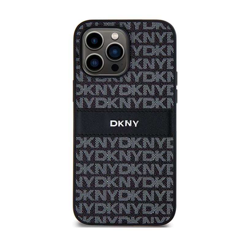 Dkny Leather Mono Stripe & Metal Logo - Etui Iphone 14 Pro (Czarny)