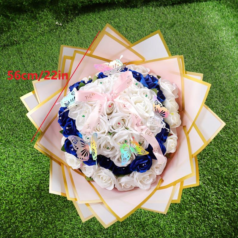 20 Sheets Gilt Edge Wrapping Paper Flowers Gift Wrapping Material Korean Style Birthday Wedding Florist DIY Wrapping Paper
