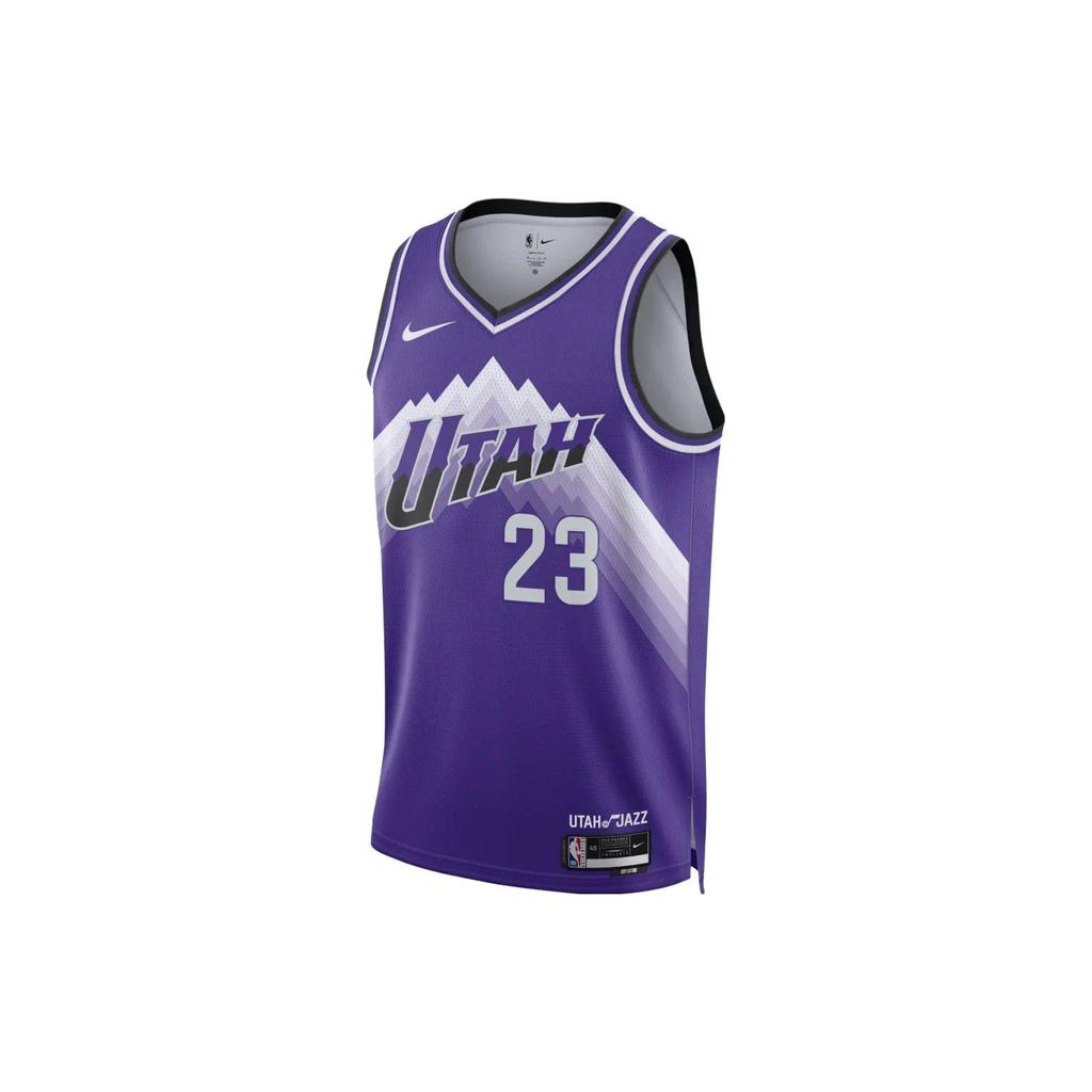 Nike Koszulka Dri-Fit NBA Swingman Wzór z Literami i Numerami Nadruk Kamizelka do Koszykówki Edycja Miejska Sezon 2023/24 Utah Jazz Markkanen 23 Koszulka Męska DX8521-507