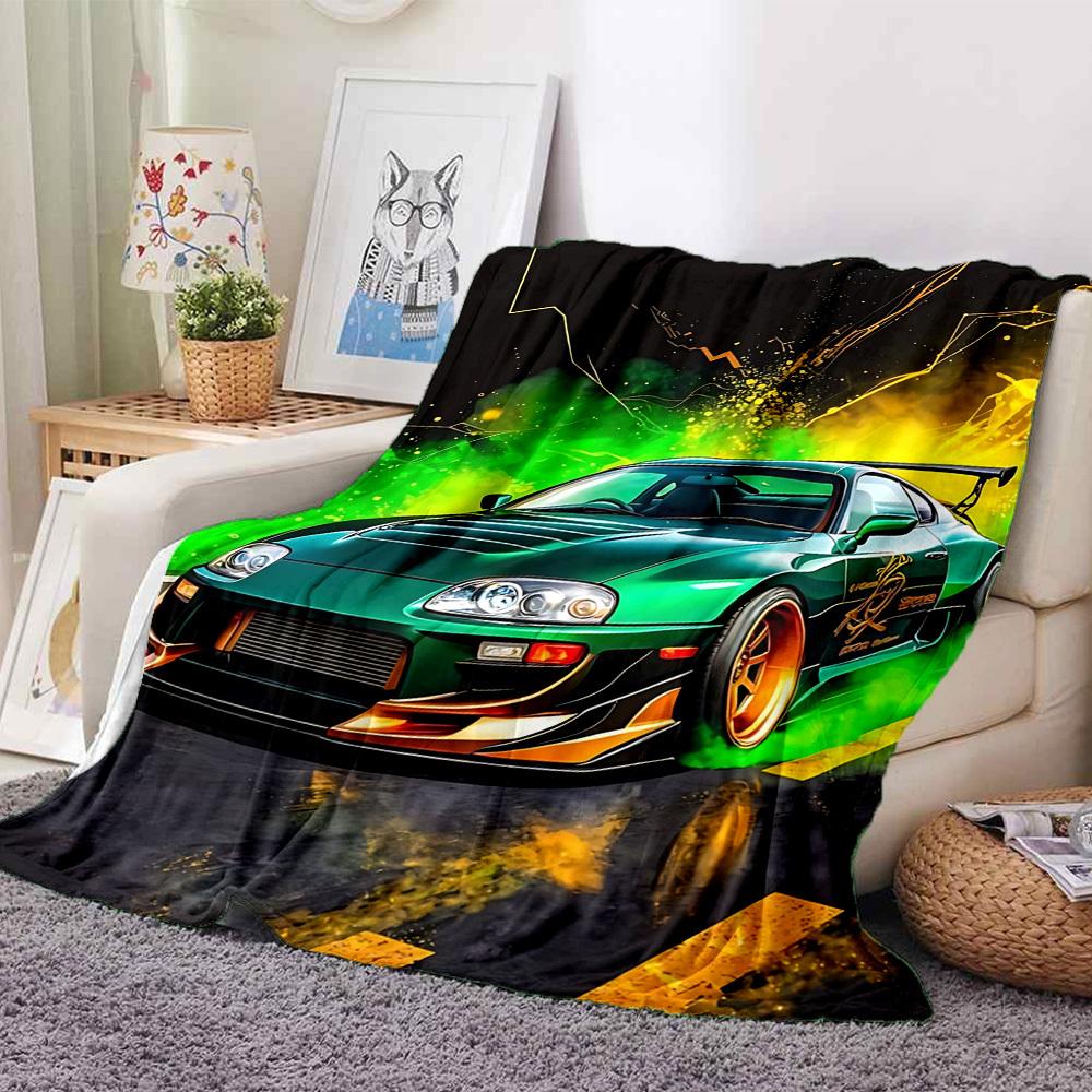 1PC Supra, Street Racing Blanket Soft Warm All Season Throw for Sofa, Bed, Car, Office Vibrant Colorful Design, Durable & Cozy Gift