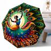 Peacock and Floral Fantasy Outdoor Automatic Umbrella Retractable Design with 8-Rib Durability Lightweight Perfect Gift for Friends Family