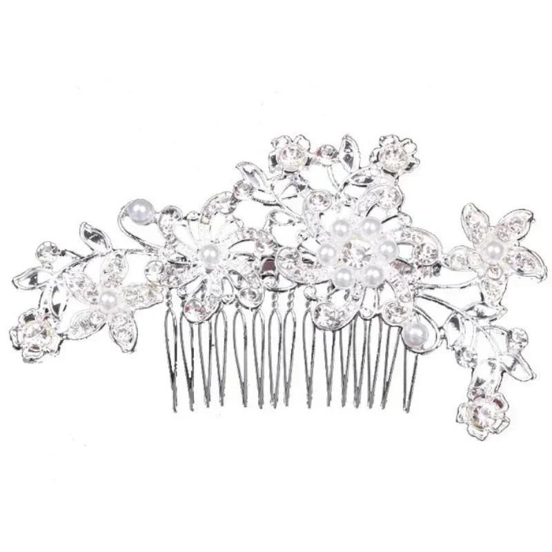 Neuer Braut-Haarkamm mit Strasssteinen Perlen-Tiaras Kristall-Haarspange Mädchen Party Schmuck Für Frauen Hochzeit Haar Mode Schmuck