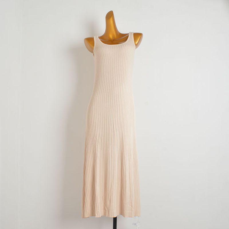 

Summer Pure Desire Style Sleeveless Suspender Skirt Rib Silm Mid Length Long Length Mini Dress Women s Silm Knitted Vest Skirt Figure Color L