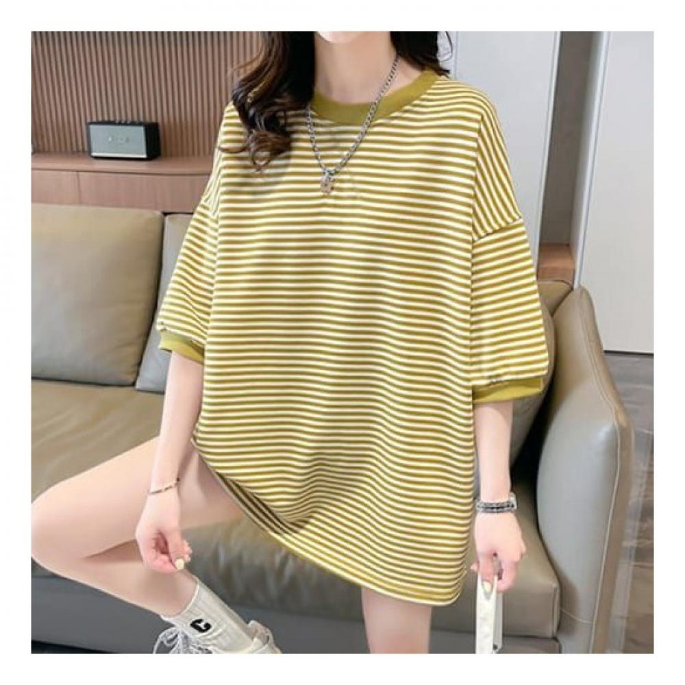 Navava Casual STripe Loose FiT ShorT Sleeve Round Neck T shirT nT1783