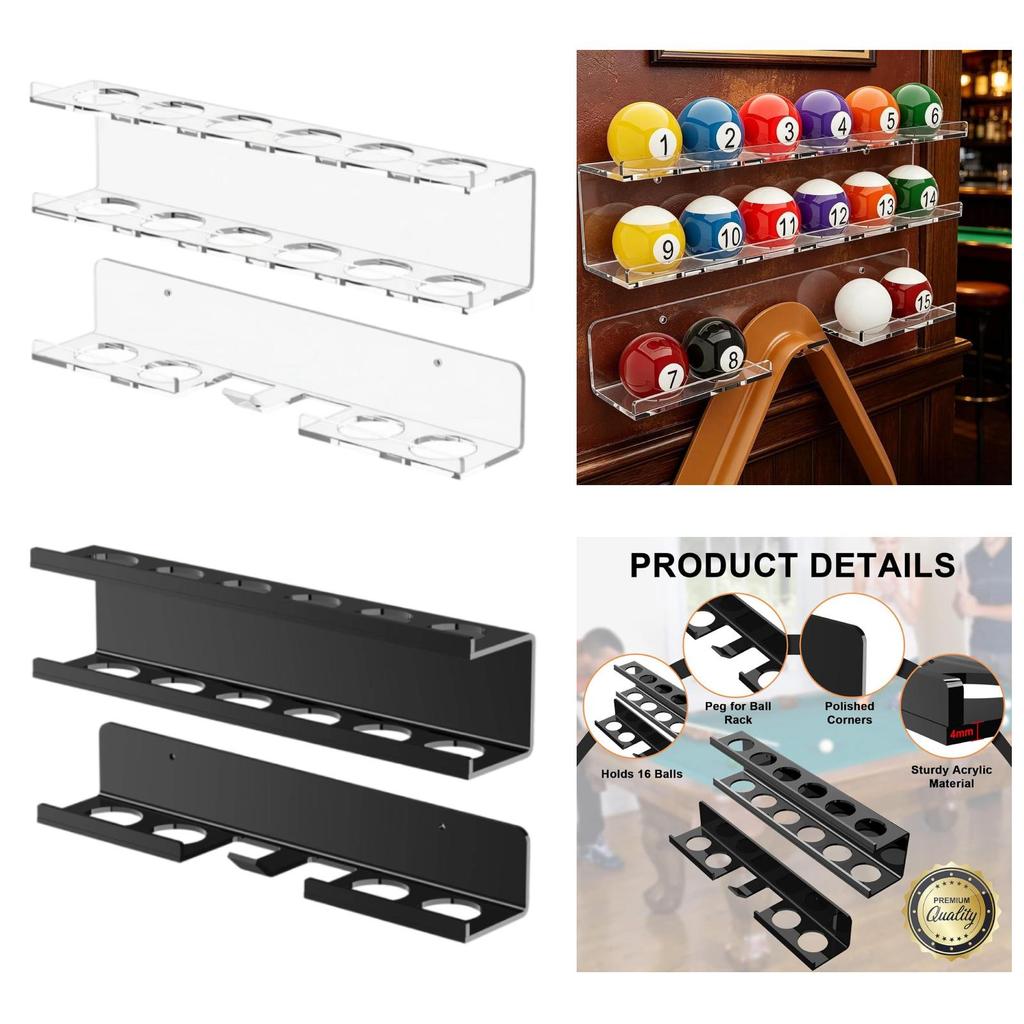 Acrylic Billiard Ball Holder for Wall Mounting, Professional, Stable, Quick Installation