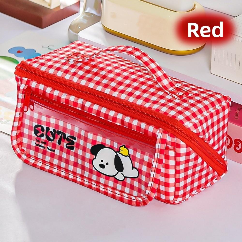 Korean Style Grid Stationery Bag Puppy Dopamine Pencil Pouch Prism Pencil Case  Student