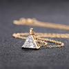 Triangular Cubic Zirconia Pendant Necklace for Women Simple Stylish Accessories Fancy O Chain Necklace Statement Jewelry