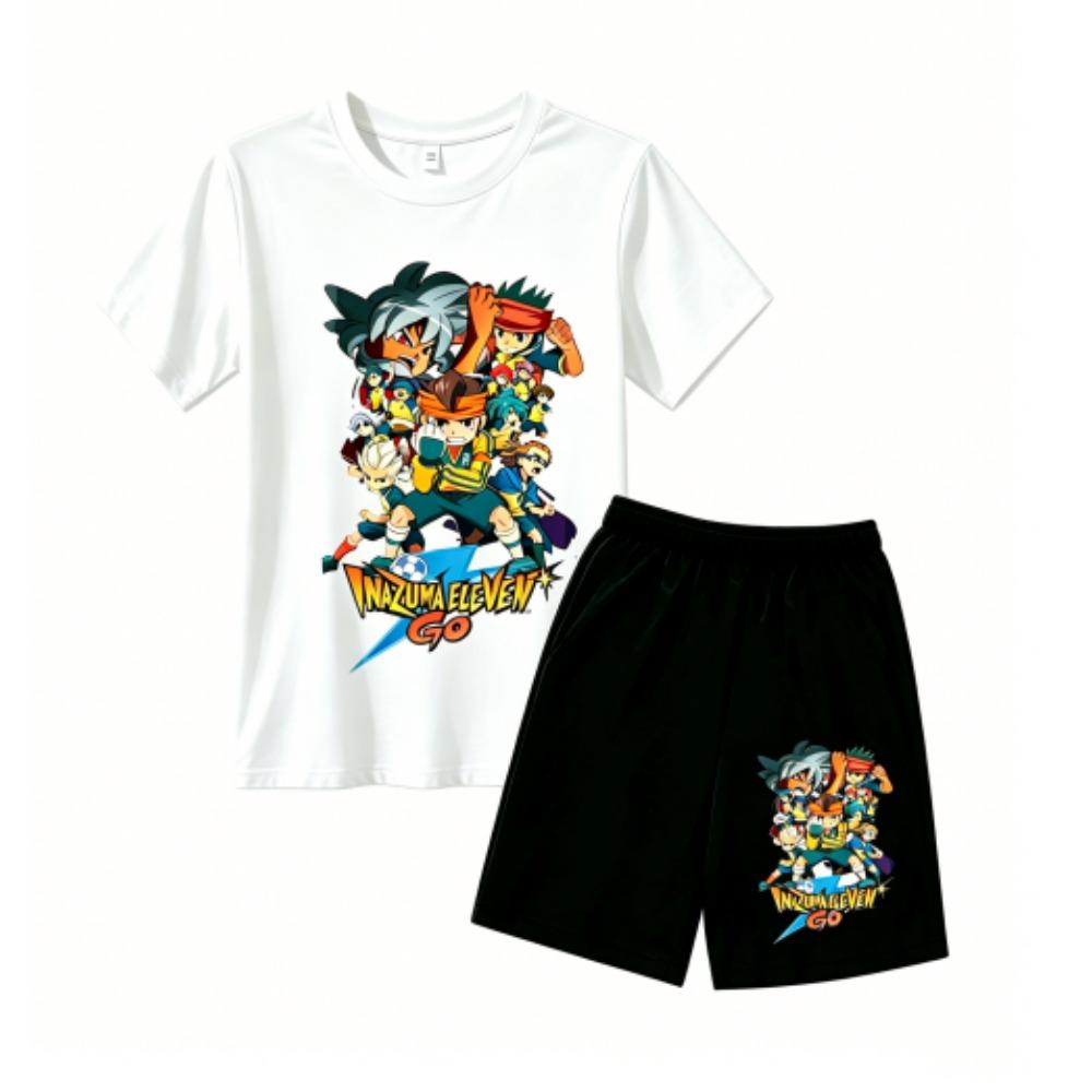 Fashion Anime Character Games Print Outdoor Street Kids T-shirt and Shorts Summer Home Casual Outfit Boy and Girl's Sports Set