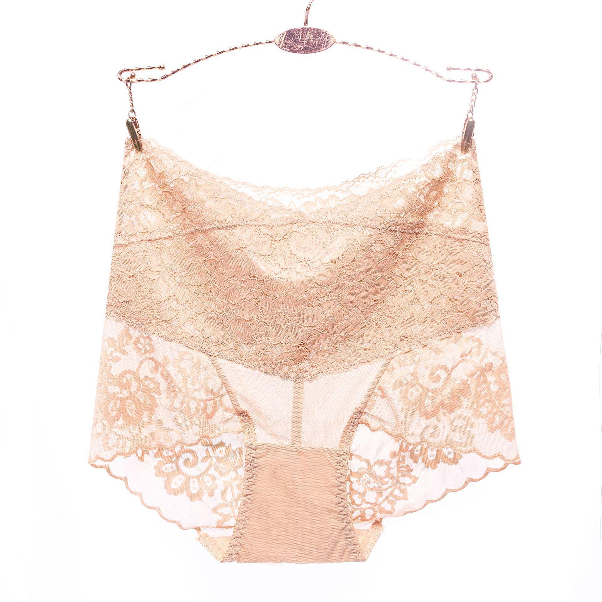 

Трусы-слипы с кружевом, с высокой талией, бесшовные, больших размеров, для контроля живота и подъема бедер, с хлопковой ластовицей L (Weight 100-130 jin)