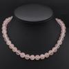 Used X610 Rose Quartz 10mm Bead GSILVER Engraved Necklace Design Silver Color