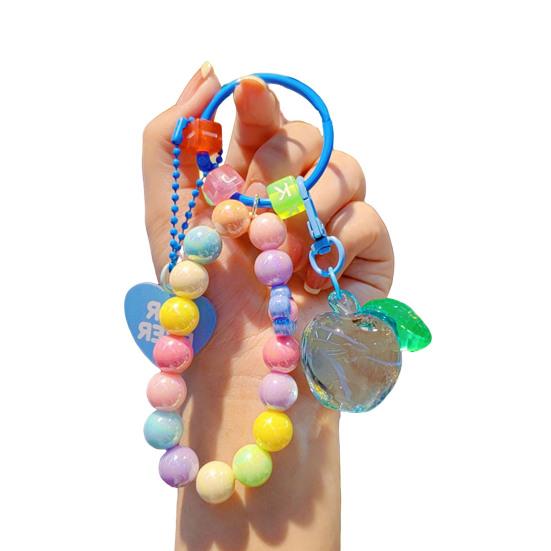 Подвеска-брелок с фруктами, брелок с цветными бусинами, милый прозрачный мешочек-фрукт, брелок для рюкзака, кошелька, подарок для женщин, девочек, подростков синий